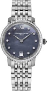 Silver-Tone Stainless Steel Case with Blue Mother-of-Pearl Dial