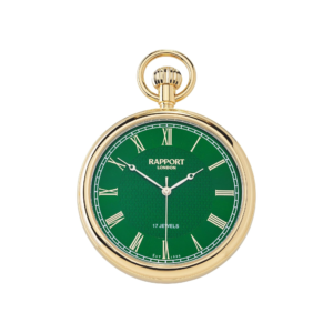 Rapport, Mechanical Open Face Pocket Watch, Emerald